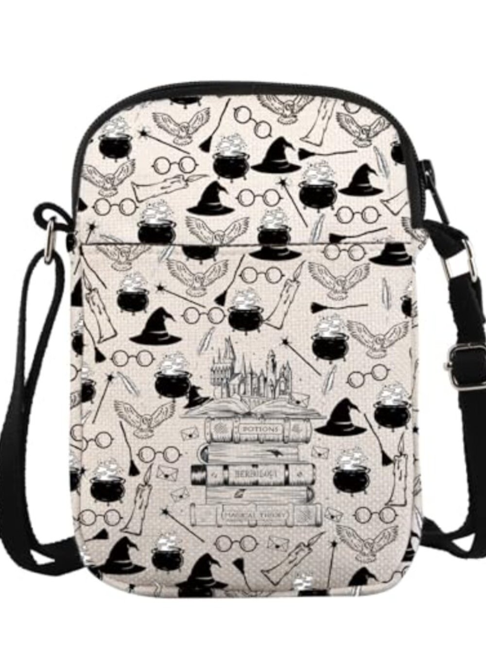 Canvas Crossbody Bag Wizard Inspired Book & Wand Gift